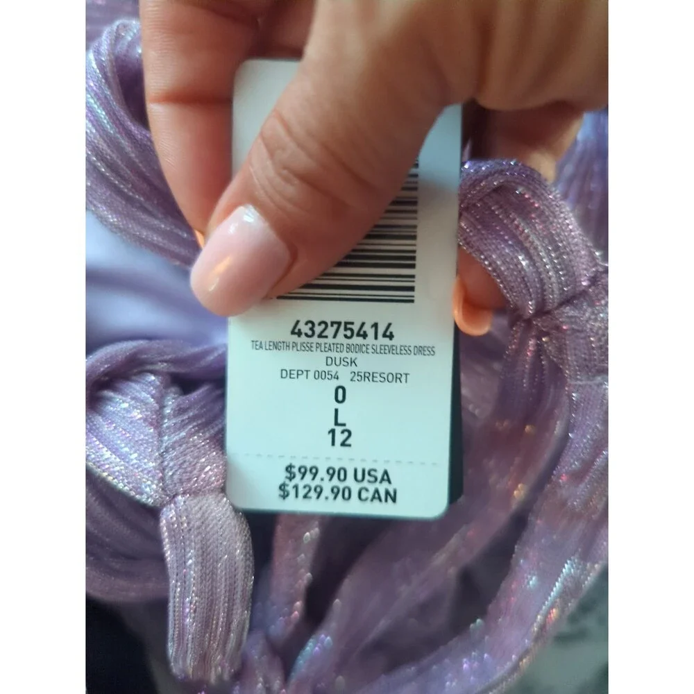 Torrid NWT 0X Dusk Purple Shimmer Mermaid Fantasy Tea Length Sleeveless Dress - Picture 6 of 6